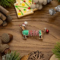 Christmas HOHO Santa Dog Dachshund Sausage Dog Red Bell Cute Animal Brooch And Pin For Women, Holiday Jewelry -Xmas Mart Sales 91YgDk3EUHL. AC UL1500