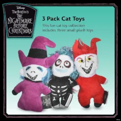 Disney For Pets Tim Burton's Nightmare Before Christmas: Trick-or-Treaters Shock, Barrel, Lock Plush Catnip W/Crinkle Cat Toy- 3PK | Halloween Cat Toys -Xmas Mart Sales 91ZuyURsIuL. AC SL1500