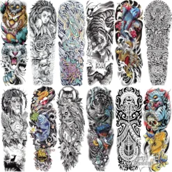 Aresvns Japanese Temporary Tatttoo For Men And Women, Sleeve Tattoo Temporary,Waterproof Full Arm And Half Arm Fake Tattoos That Look Real And Last Long Christmas Gift