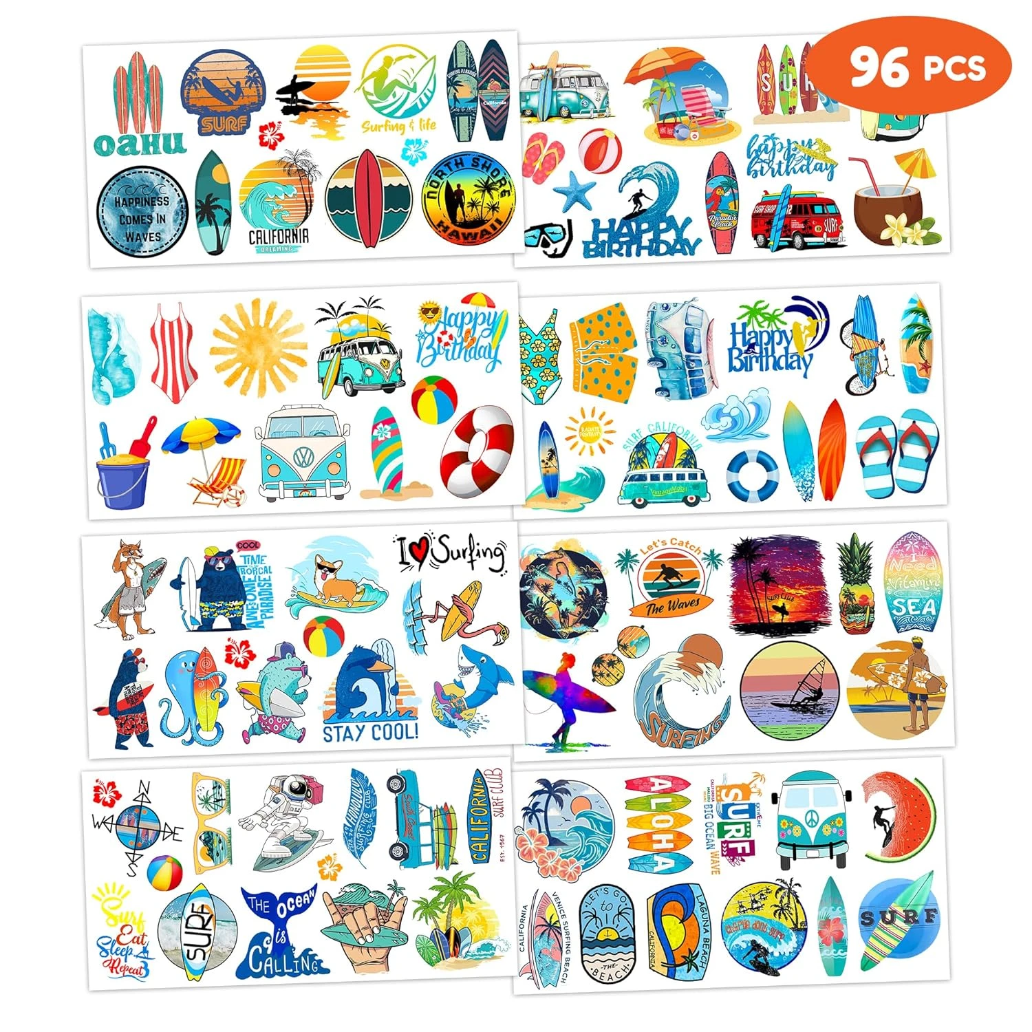 GENERIC Summer Surf Surfing Temporary Tattoos Theme Birthday Party Decorations Supplies Favors Decor Cute 96 PCS Tattoo Stickers Beach Gifts For Kids Girls Boys Class School Prizes Rewards Carnival Christmas 5 GENERIC Summer Surf Surfing Temporary Tattoos Theme Birthday Party Decorations Supplies Favors Decor Cute 96 PCS Tattoo Stickers Beach Gifts For Kids Girls Boys Class School Prizes Rewards Carnival Christmas - Image 3