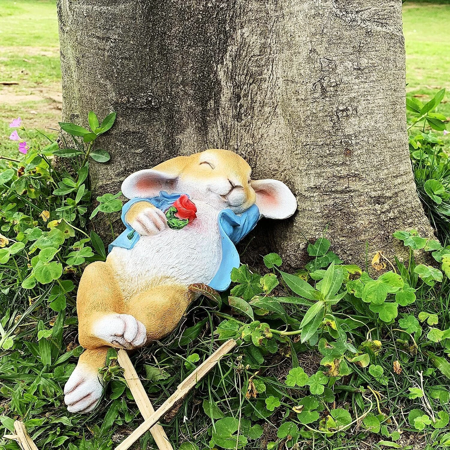 IRonrain Garden Statues Rabbit, Fantasy Bunny Outdoor Art Décor Animal Figurines Ornament For Thanksgiving Day, Christmas Statue Decorations For Garden Yard Lawn Indoor Sculpture (Blue) 6 IRonrain Garden Statues Rabbit, Fantasy Bunny Outdoor Art Décor Animal Figurines Ornament For Thanksgiving Day, Christmas Statue Decorations For Garden Yard Lawn Indoor Sculpture (Blue) - Image 4