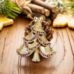 RareLove Golden Christmas Tree Christmas Brooch Pin Cute Bowknot Multi Rhinestone Crystal Brooches For Women Alloy Plated Holiday Gift -Xmas Mart Sales 91mBg8hA7JL. AC UL1500