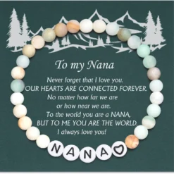 Shonyin Nana/Mimi/Grandma/Papa/Dad/Mom/Daughter/Aunt/Sister Gifts,Natural Stone Bracelet Christmas Birthday Valentines Mother's Day Gifts For Women Girls Men