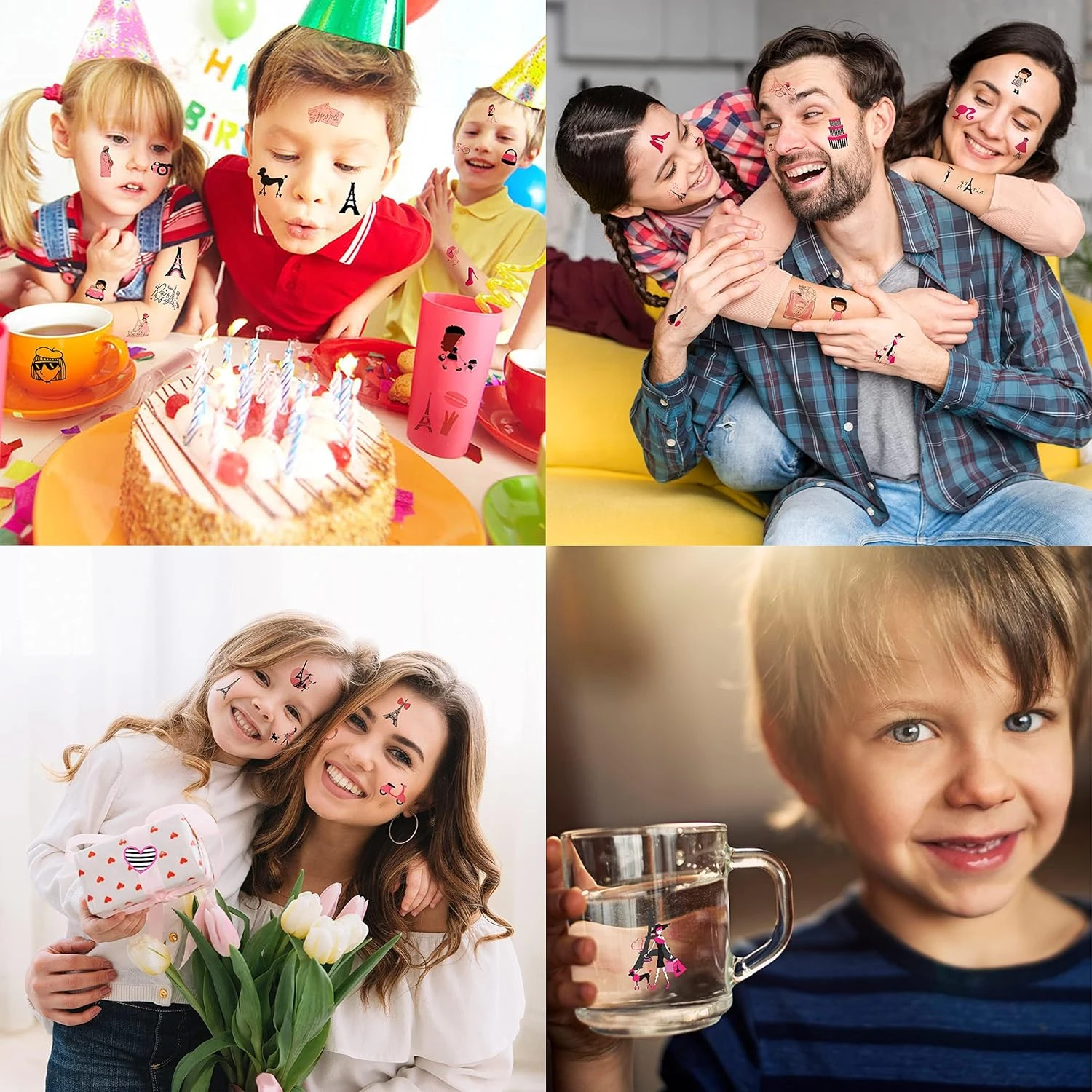 GENERIC 8 Sheets (96PCS) Paris Temporary Tattoos For Kids, Birthday Party Decorations Supplies Tattoos Stickers Cute Party Favors Girls Boys Gifts Classroom School Prizes Themed Christmas 6 GENERIC 8 Sheets (96PCS) Paris Temporary Tattoos For Kids, Birthday Party Decorations Supplies Tattoos Stickers Cute Party Favors Girls Boys Gifts Classroom School Prizes Themed Christmas - Image 4