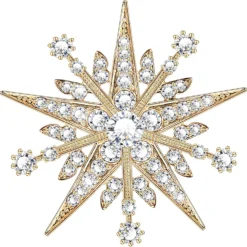 Austrian Crystals Snowflakes Brooch For Winter Vintage Star Brooch For Women Men Girls Birthday Gift Bridal Brooch For Party Christmas Mothers Gift